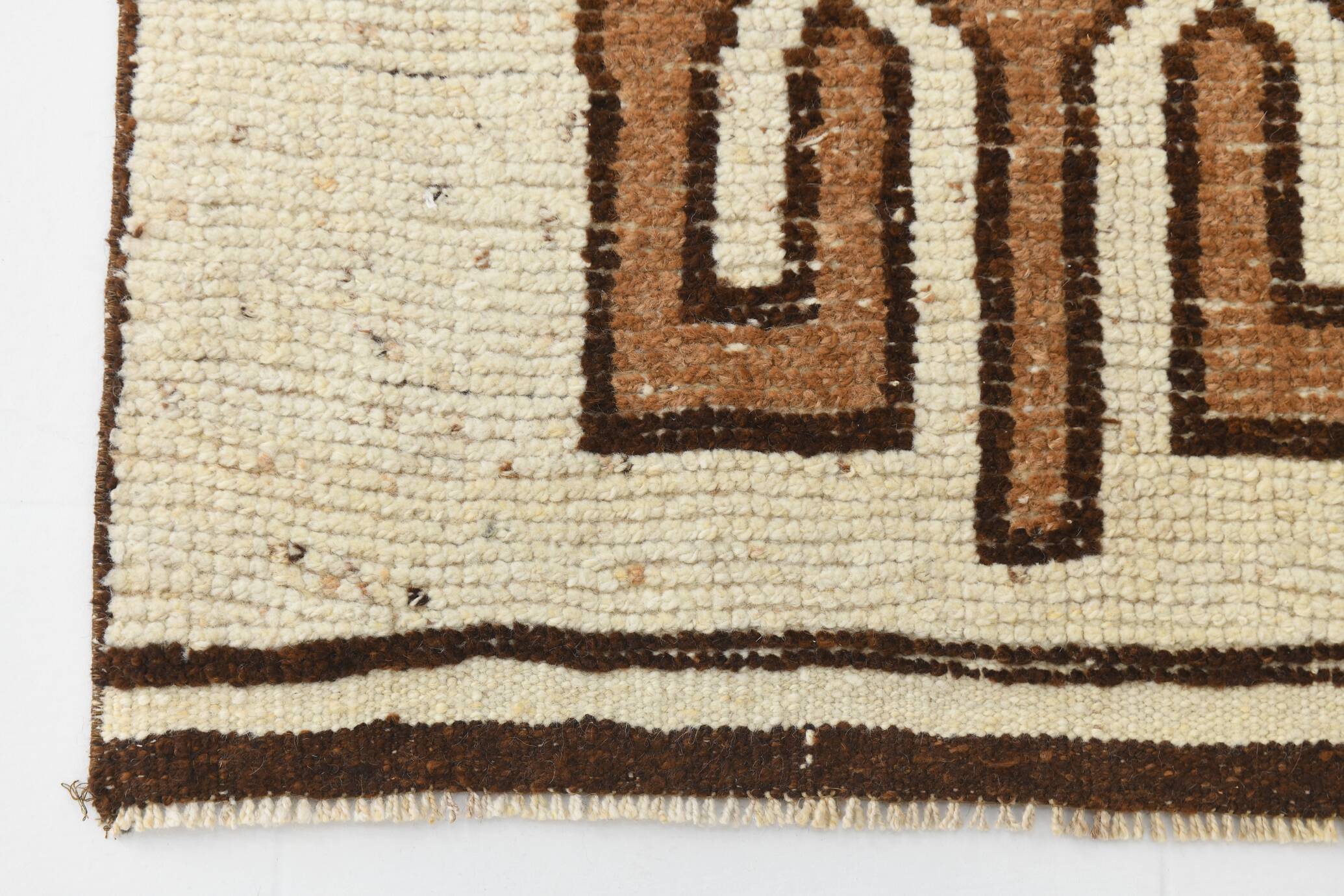 Beige Brown Oriental Persian Runner Rug, 88x351Cm