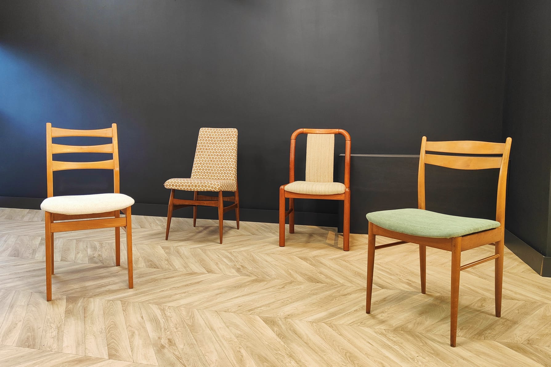 Four mid century chairs vintage