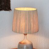 Lampe Grès du Marais, raffia lampshade, 60s