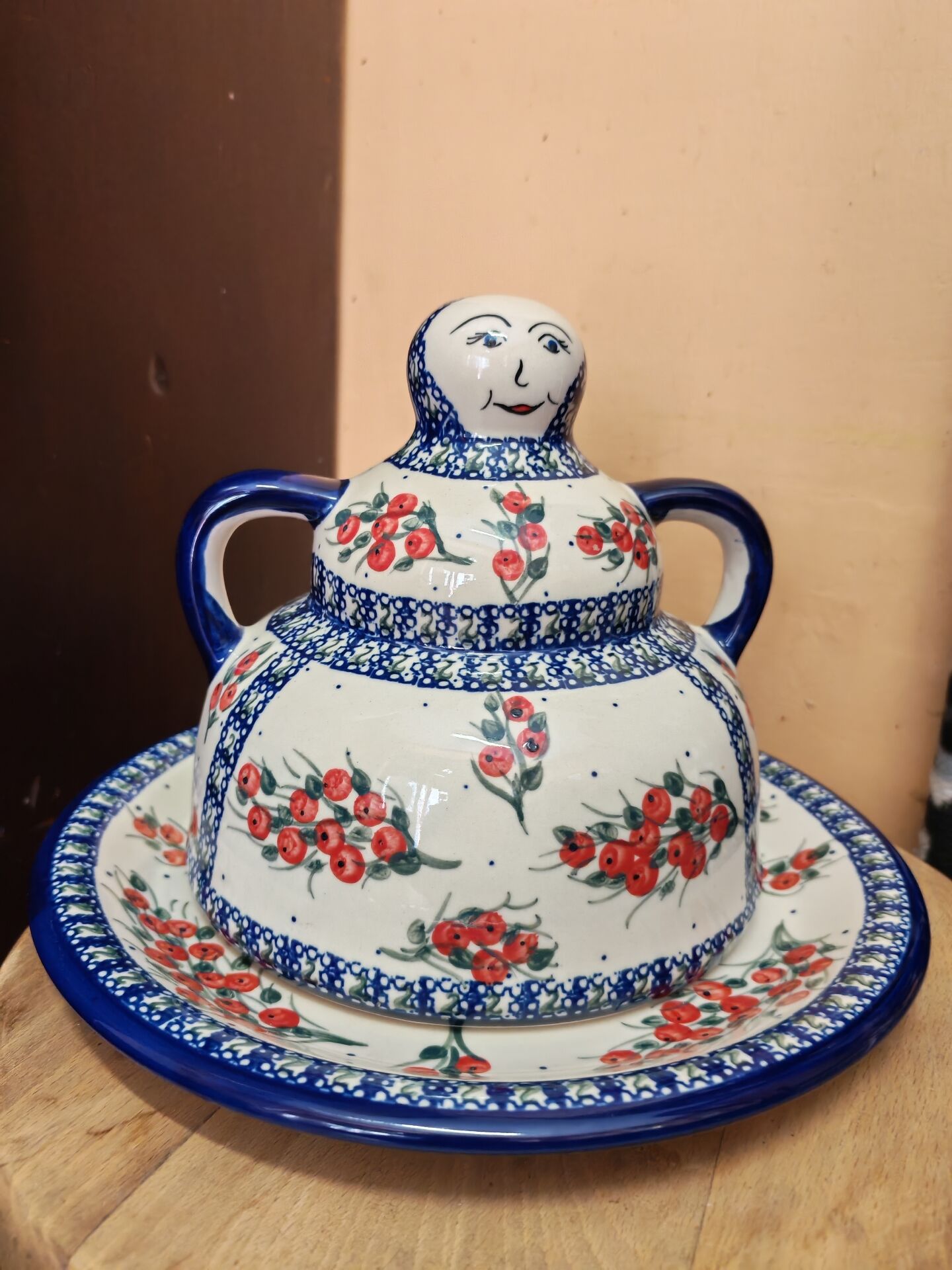 Cloche à fromage grès émaillée Boleslawiec Pologne