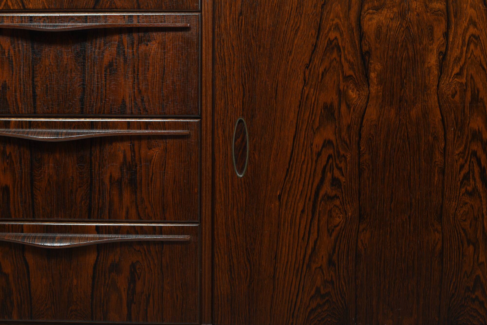 High Quality Danish Sideboard with Brass Handle Inlays 1950s
