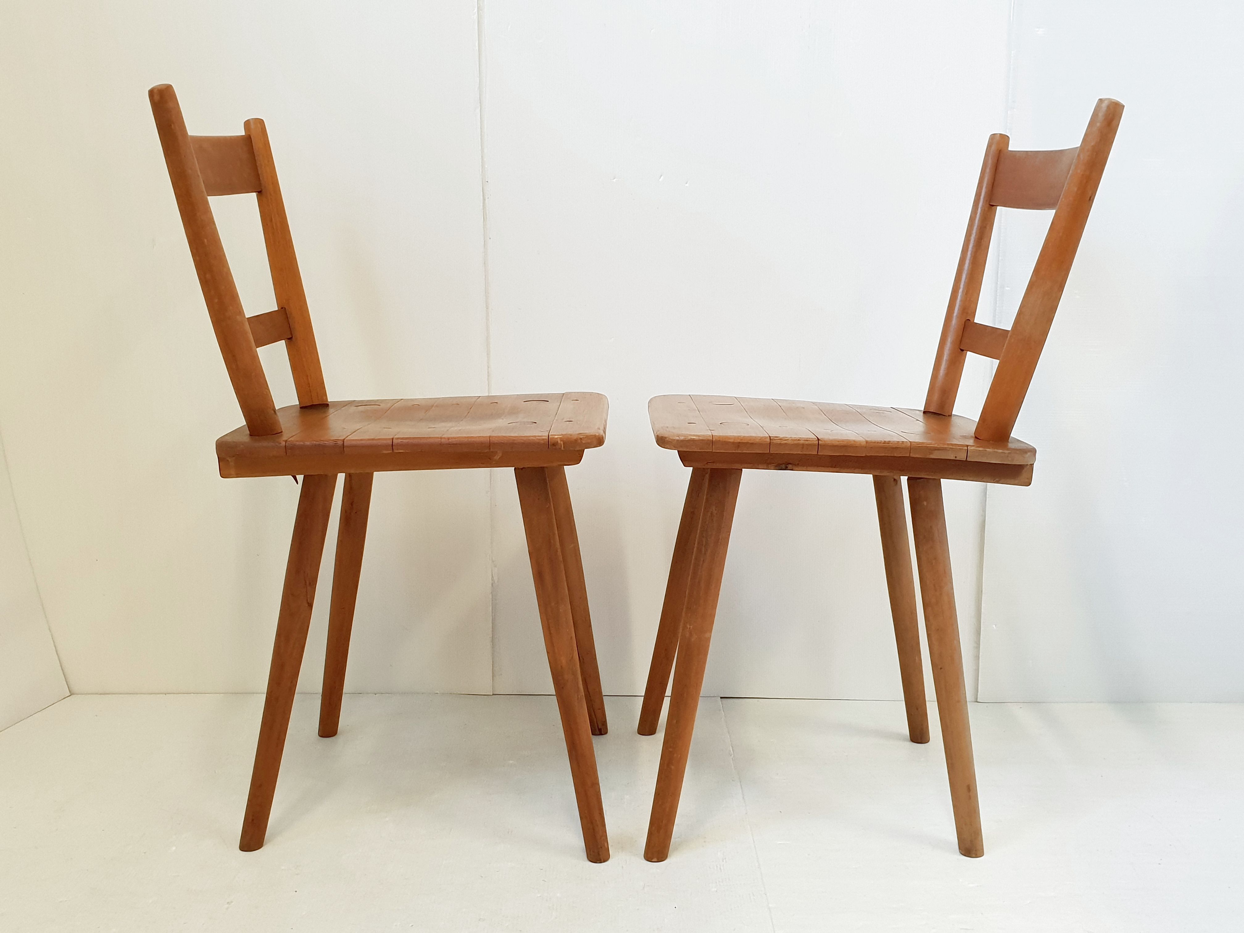 Suite de 3 chaises de Adolf Schneck 1940 vintage