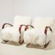 Pair of H-269 lounge chairs in Mongolian sheepskin, Jindrich Halabala, 1930s