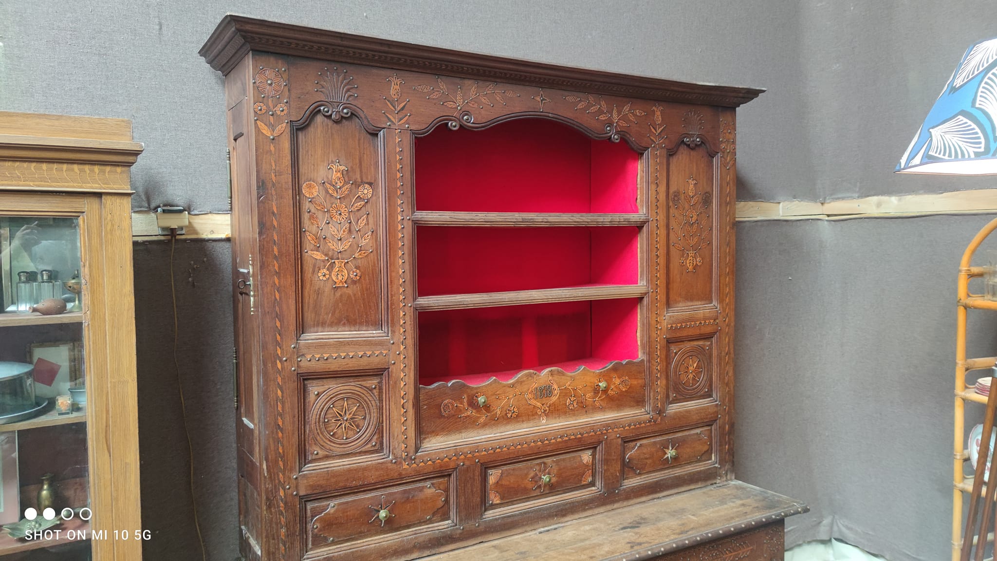 Two-part Breton chestnut cabinet dating from 1878
