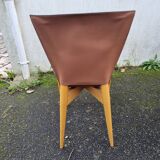 4 caramel leather designer chairs