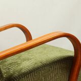 Fauteuil Art déco en jacquard géométrique vert par Kropacek Kozelek 1950
