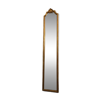 Ancien miroir doré vertical à chaperon