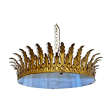Golden crown chandelier XXL model, Spain 1950