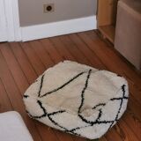 Housse de pouf berbère béni ouarain 100% laine blanche à losanges