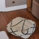 Berber pouf cover béni ouarain 100% white wool with diamonds