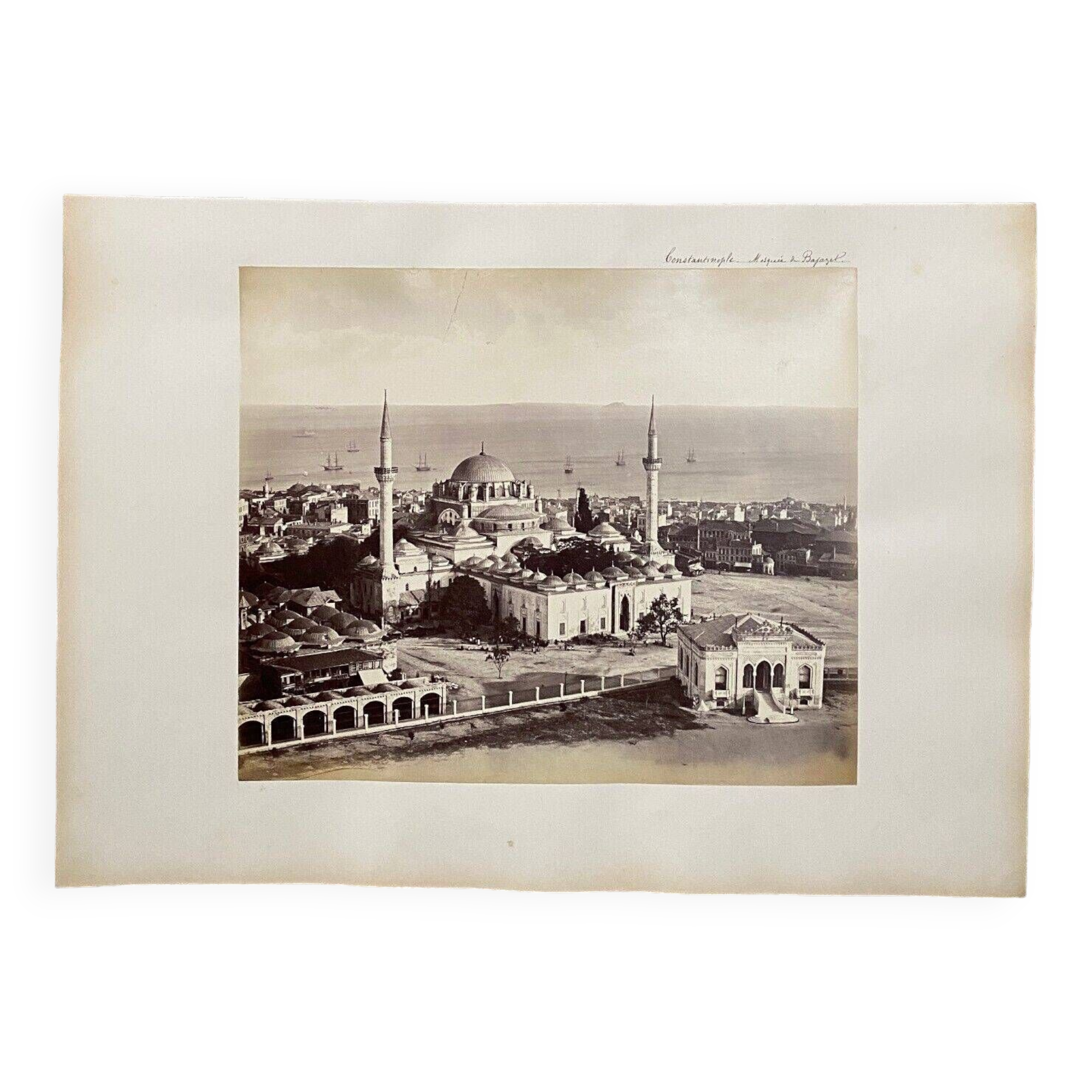 Photo Constantinople Mosque of Bayazel 19th century albumen laminated cardboard