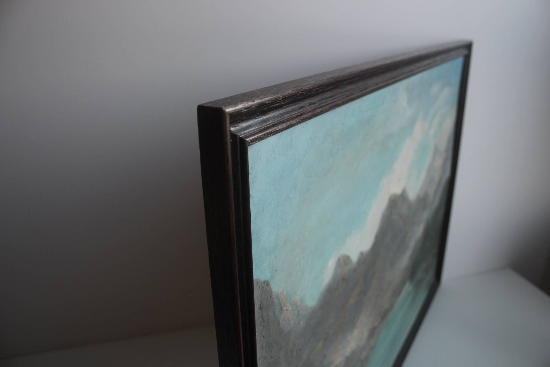 Hand painted painting, oil on fiberboard, signed, Czechoslovakia, 1960's.