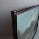 Hand painted painting, oil on fiberboard, signed, Czechoslovakia, 1960's.