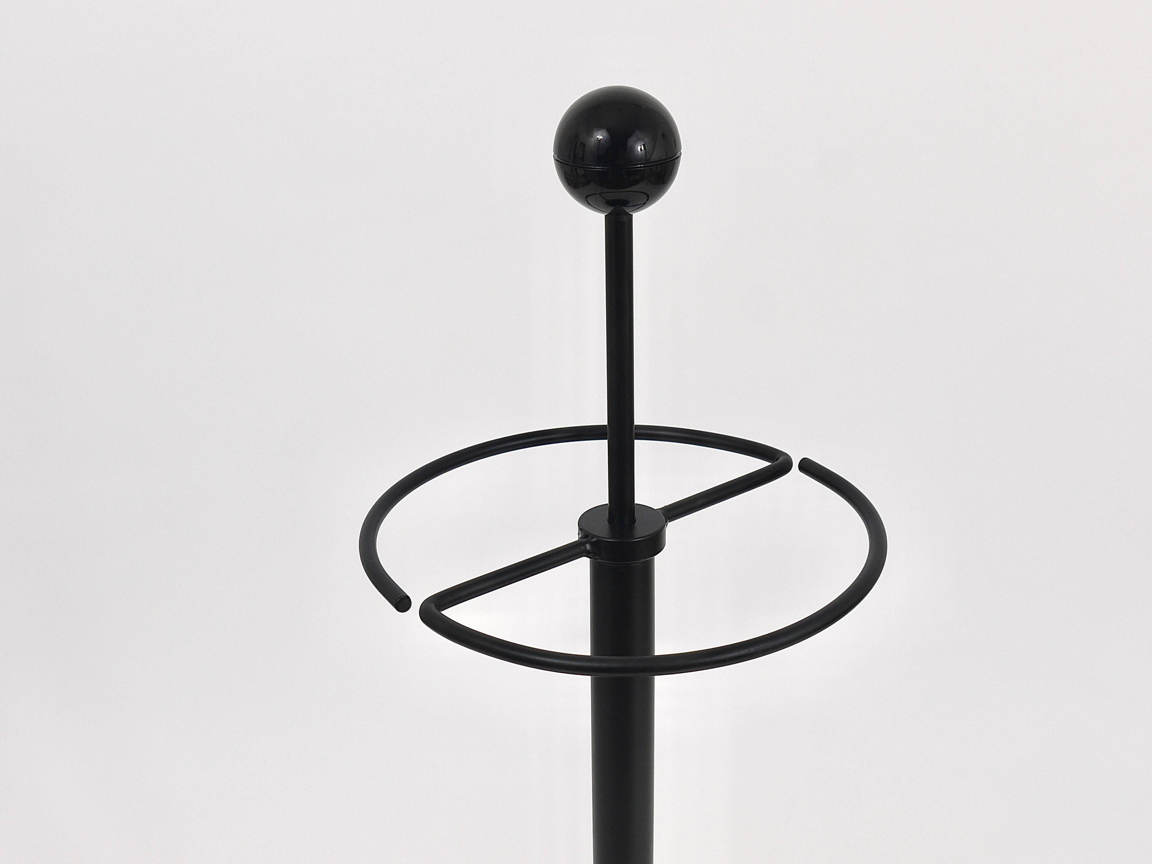 Porte-parapluie noir post-moderne Castiglioni style Memphis, Italie, années 1980