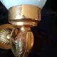 Golden brass wall light with glass tulip - dolphin pattern bathroom lamp