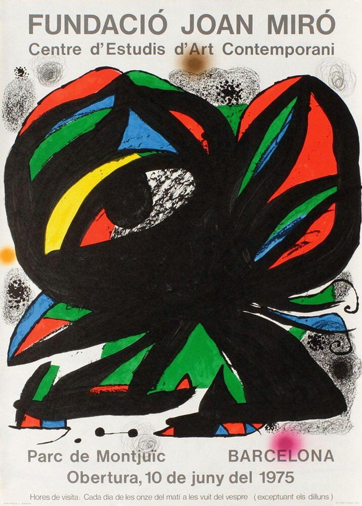 Original lithographic poster Joan Miro, Fundacio Joan Miro - Barcelona 1975.