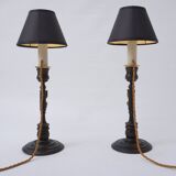 Paire de lampes anciennes Cheshire Cat Lewis Carroll Alice au pays des merveilles années 1920 Royaume-Uni