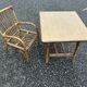 Bureau et chaise enfant en rotin