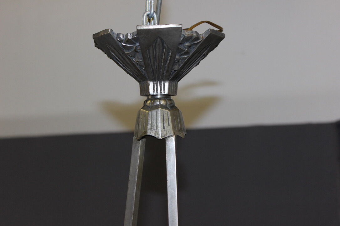 Art Deco period plate chandelier signed Degué