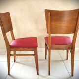 Lot de 5 chaises en chêne clair assise vinyle