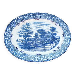 Grand plat de service - bleu blanc