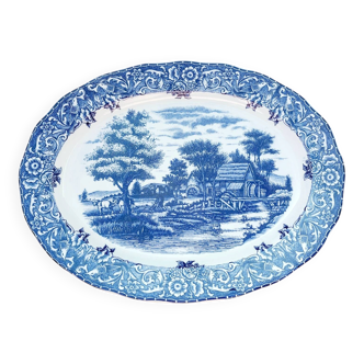 Large white and blue serving platter.