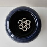 Magnificent blue ceramic flowerpot vase signed (pictogram with identification)