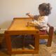 Children's desk and its wooden seat from the 80s