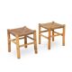Rattan and woven straw stools, 1960s, set of 2