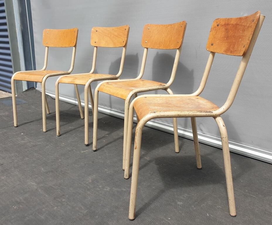 Lot de 4 chaises Mullca beige vintages