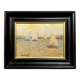 Molina Ferrer: oil painting on panel depicting a seascape with sailing boats