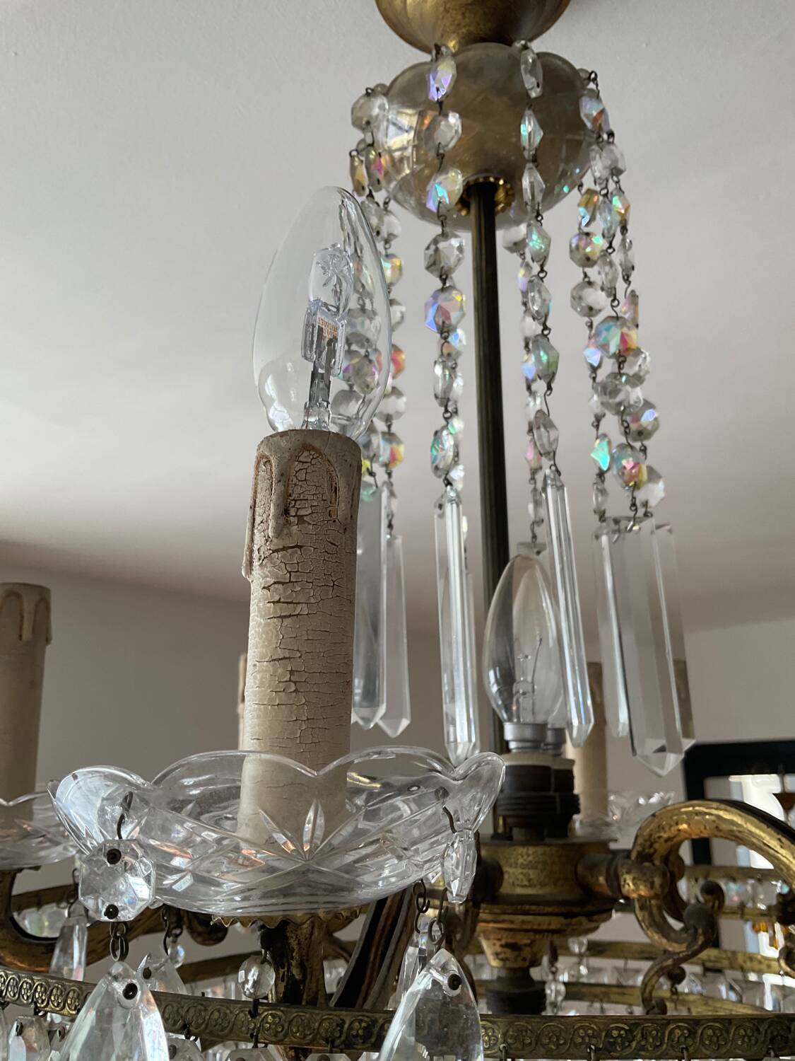 Cascade chandelier with crystal drops