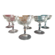6 champagne coupes, vintage glass coupes