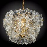 Chandelier in gilded brass and crystal glass, Germany, 1970s