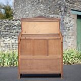 Vintage wooden serving sideboard, furniture with mirror, storage unit