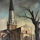 Jean Robert Ithier (1904-1977) Ars en Ré, View of the church, oil on canvas signed