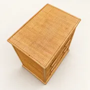 Vintage woven rattan commode with five drawers – bohemian style