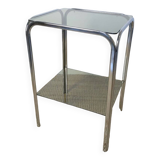 Chrome smoked glass side table