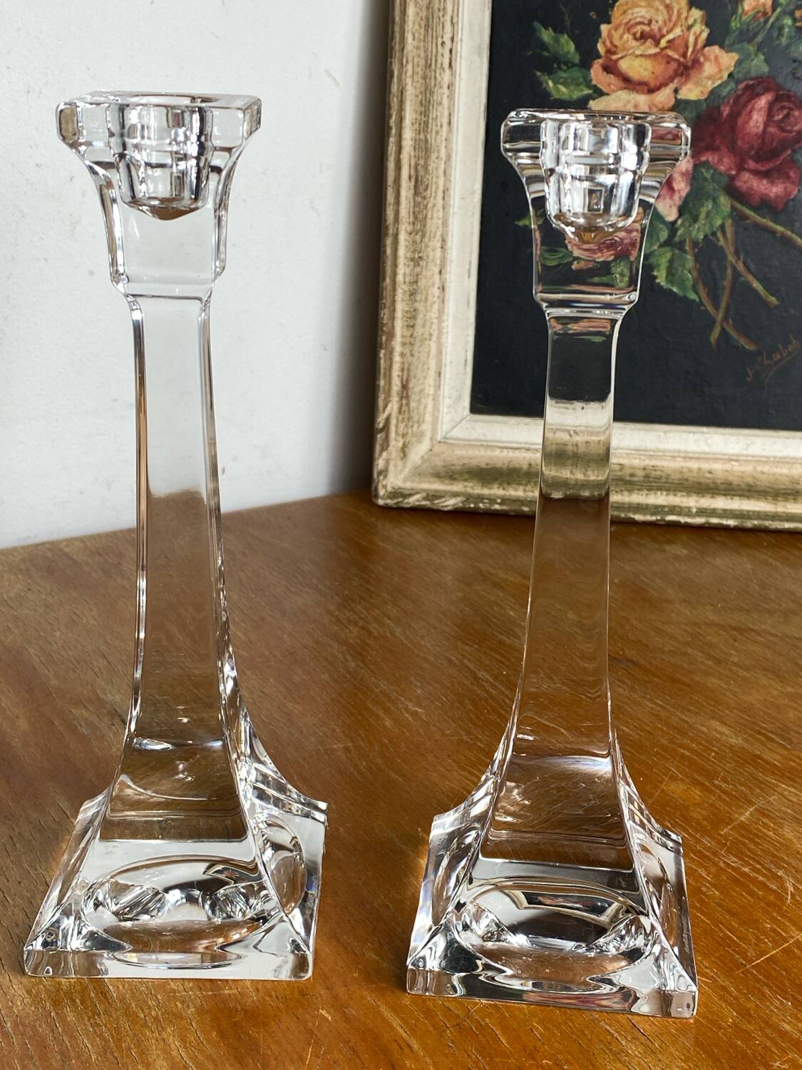 Pair of crystal candlesticks, Villeroy & Bosh