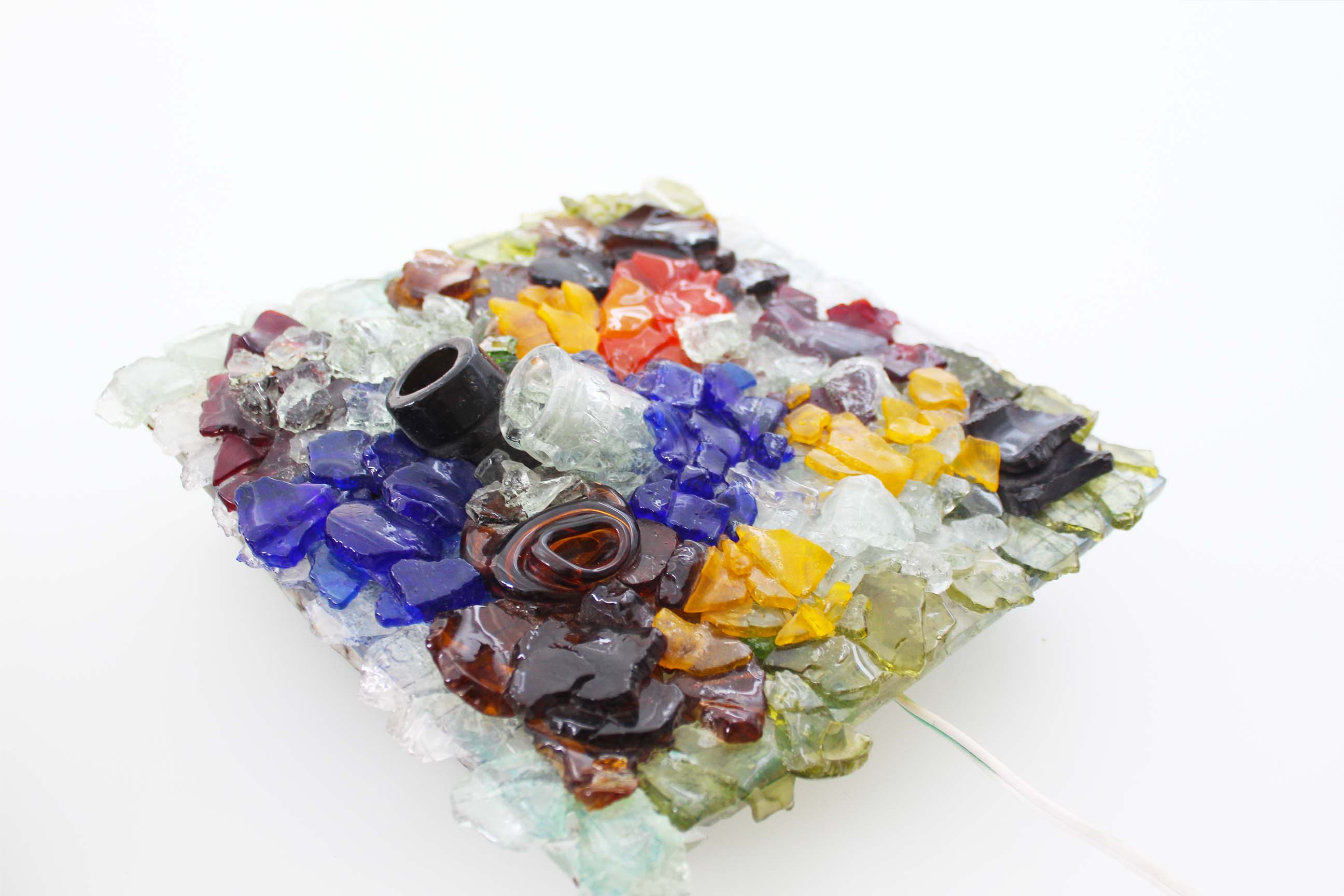 Pair of faceted glass brutalist sconces