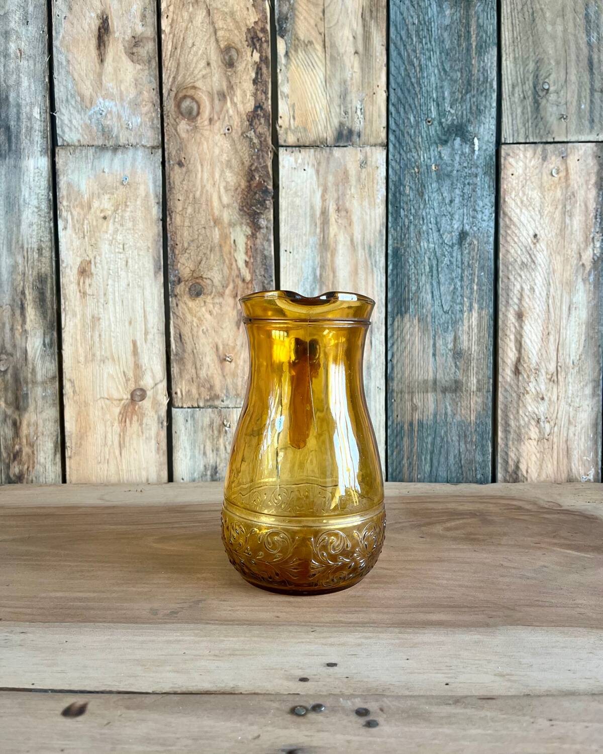 70s yellow glass pitcher