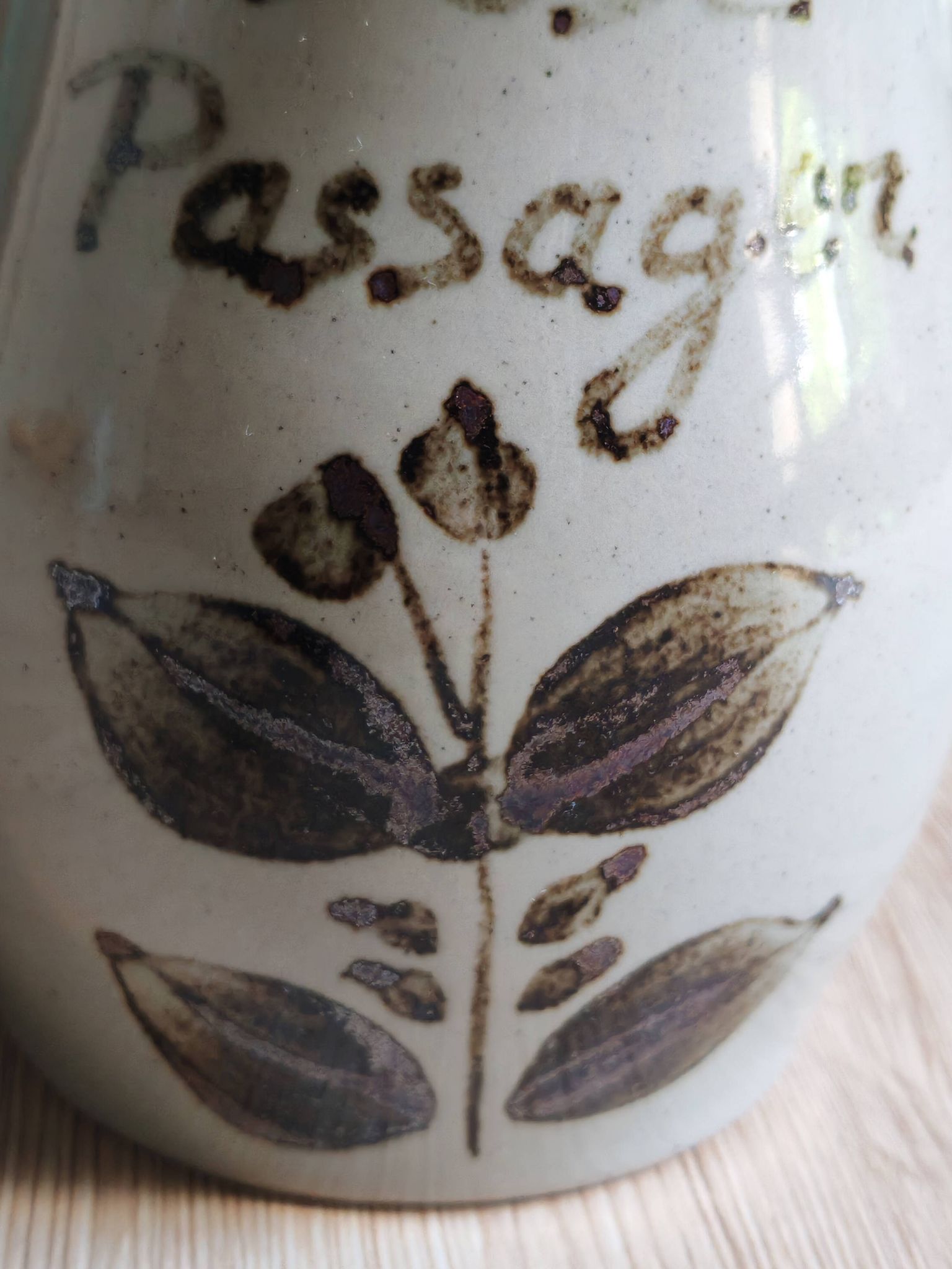 Pichet en grès vintage | Grès de l'Arnon France | Décor floral