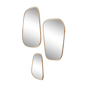 Miroir abstrait laiton doré