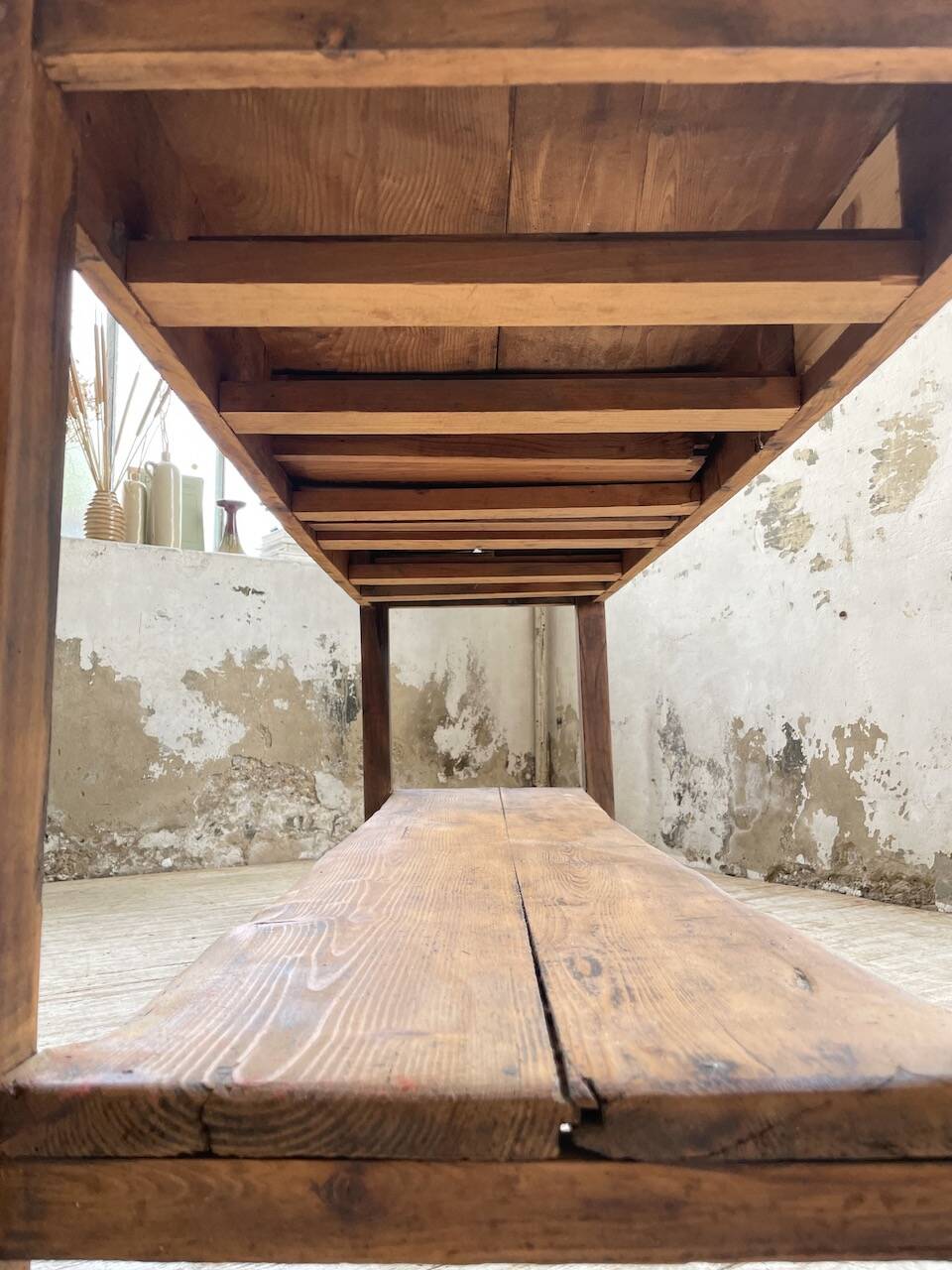 Drapery console table in pine