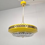 1970s Ludib Mid-Century Pendant Lamp in Yellow Metal, Brass and Glass