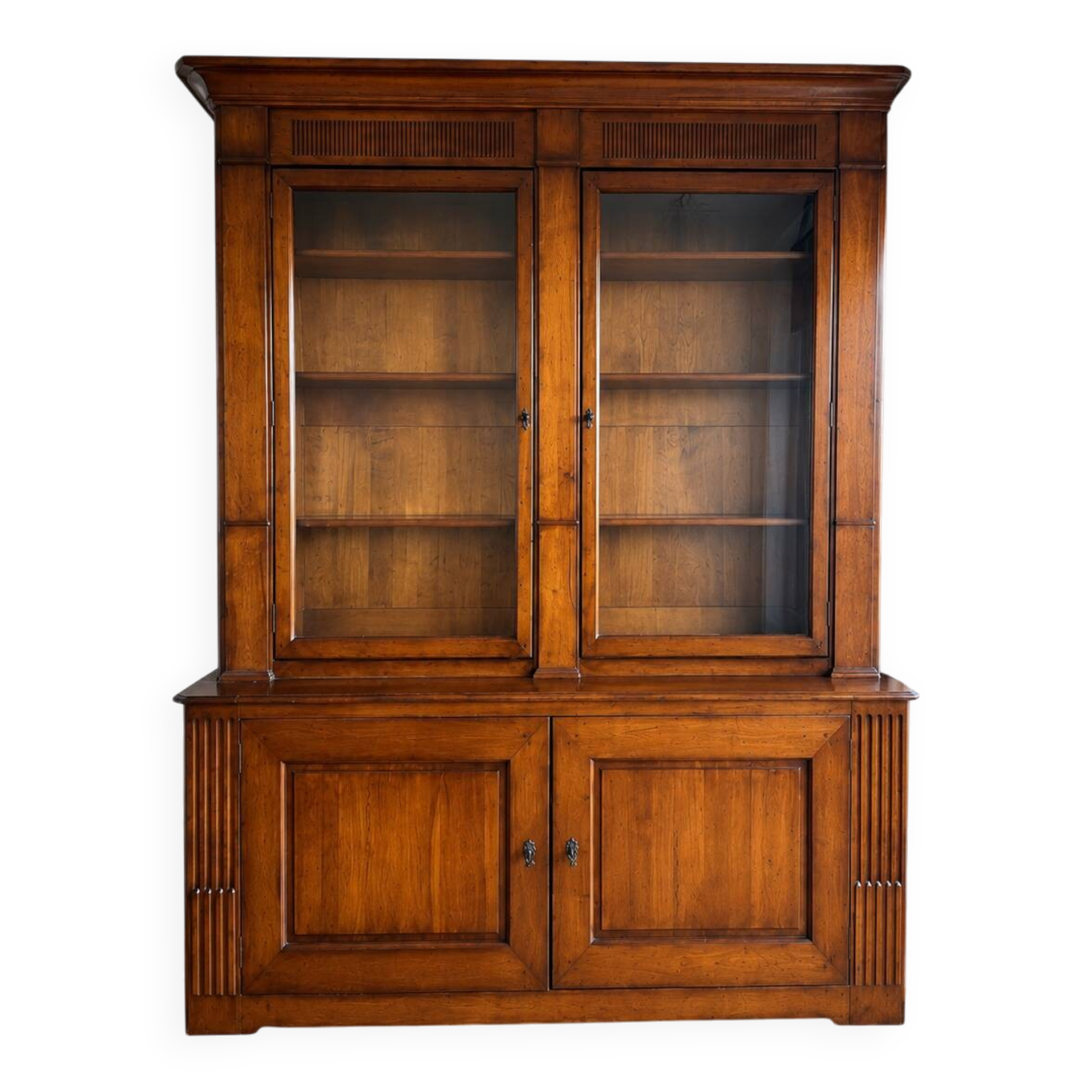 Display cabinet / glass bookcase Roche Bobois in cherry wood – 2 sections