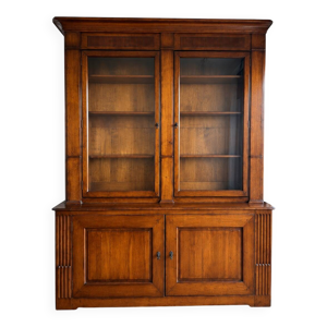 Vaisselier / bibliothèque vitrée Roche Bobois en merisier – 2 corps