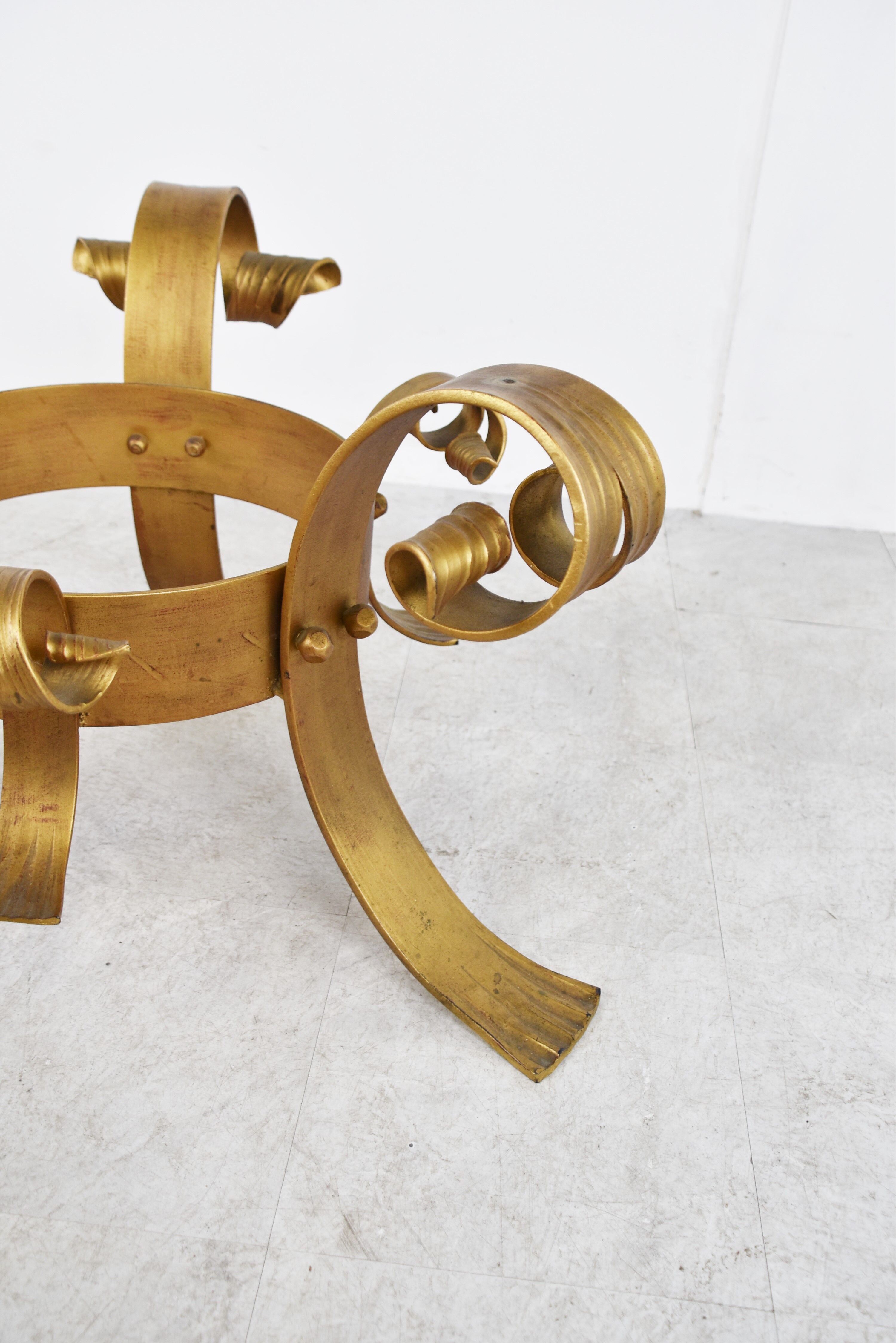 Gilt metal brutalist coffee table, 1960s