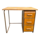 Vintage 1950s desk made of wood and metal with a 3-drawer unit.