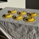 Set of 6 vintage yellow deep plates D22.5 H3.5